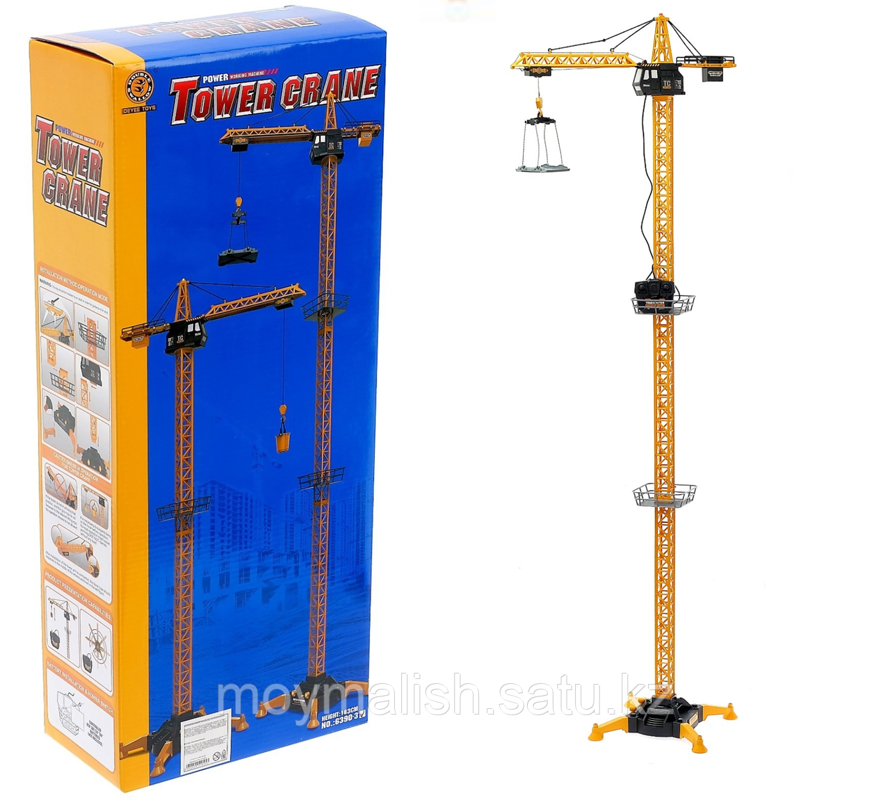 Детский игровой башенный кран «Стройка» Tower Crane 6390-3, на пульте управления, высота 1,8 м - фото 1 - id-p94008025