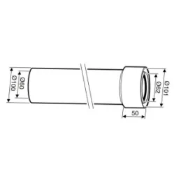 Удлинитель дымохода 750 мм, 60/100 мм