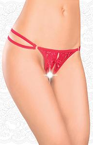 Женские стринги с доступом, размер 50-52, цвет красный, (арт2680-2)