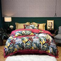 Комплект постельного белья, из египетского хлопка, с растительным принтом.