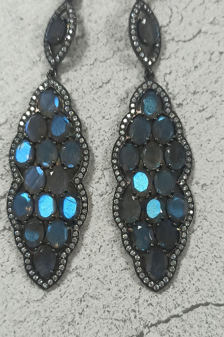 Серьги / лабрадор, циркон