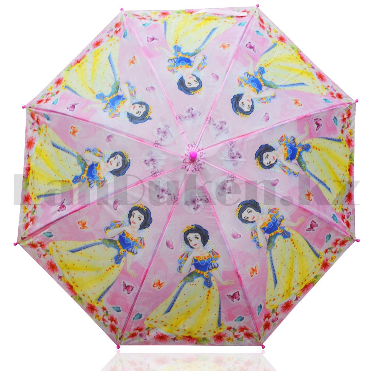 Зонт детский принцесса трость Белоснежка 66 сантиметров розовый, фото 1