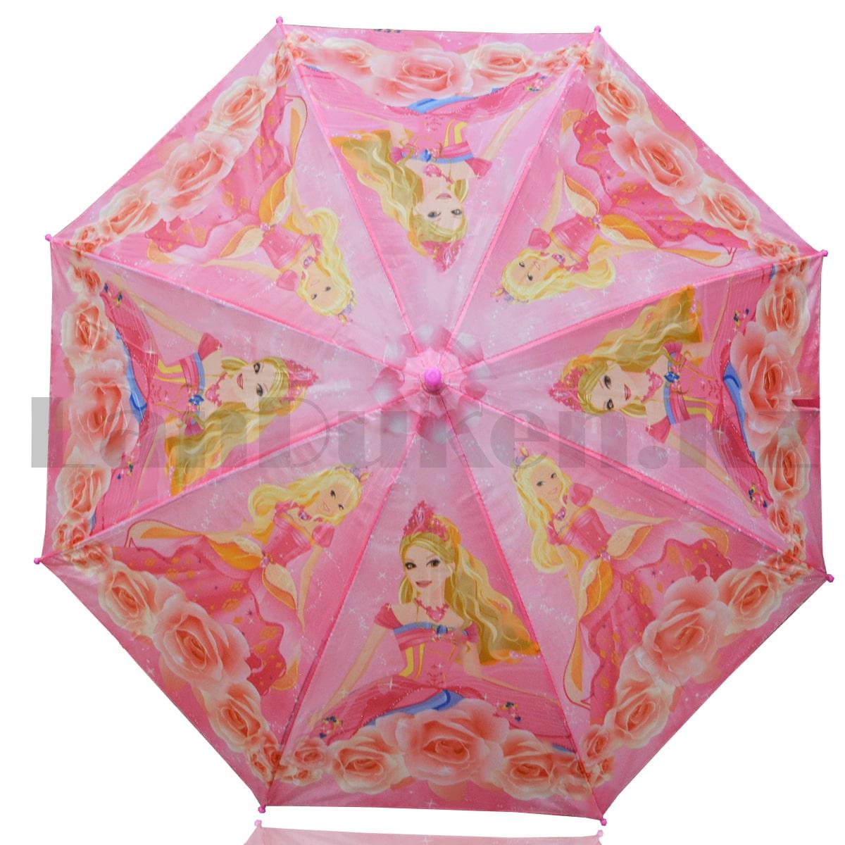 Зонт детский Барби трость 66 сантиметров розовый - фото 1 - id-p94021270