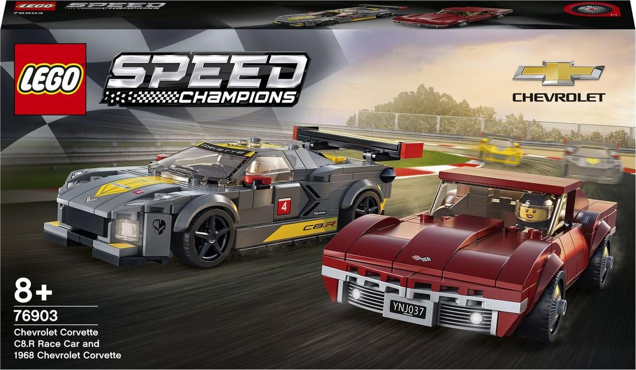 76903 Lego Speed Champions Chevrolet Corvette C8.R Race Car и Chevrolet Corvette 1968 года