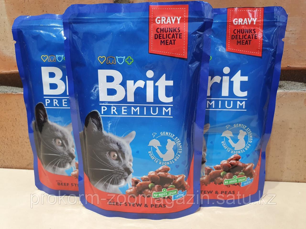 BRIT Premium ( Брит премиум) с говядиной и горошком в соусе, пауч 100 гр - фото 1 - id-p94036412
