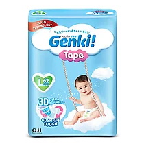Подгузники Genki размер L (9-14кг)  62 штуки