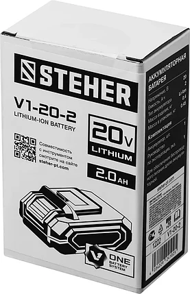 Аккумуляторная батарея, STEHER, Li-Ion, 20В, тип V1 (V1-20-2), фото 2