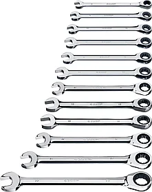 Набор комбинированных гаечных ключей трещоточных, ЗУБР, 12 шт, 8 - 22 мм (27075-H12_z01)