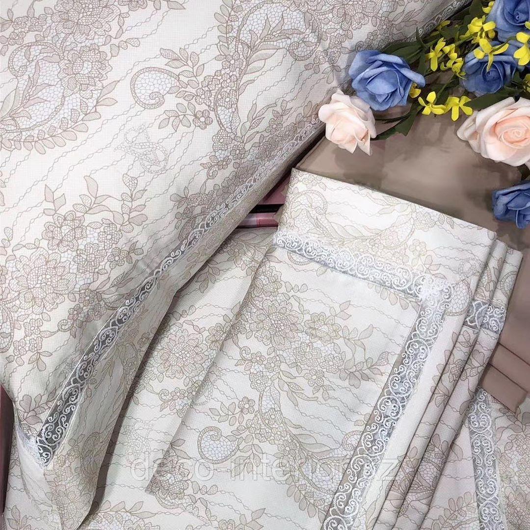 Комплект постельного белья двуспальный Victoria's Secret Cатин Deluxe с мережкой - фото 4 - id-p94037309