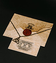 Комплект Письмо из Хогвартса+Билет на платформу 9 и 3/4+Кулон Дары Смерти из вселенной "Гарри Поттер"