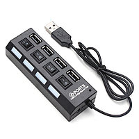 USB-ХАБ / разветвитель / USB-hub 4 порта с выключателями, чёрный