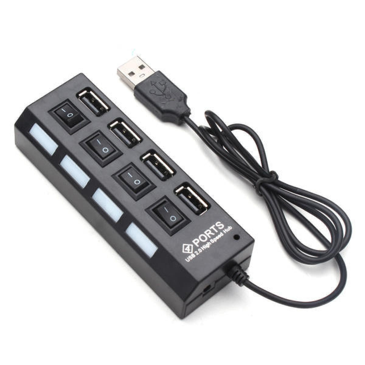 USB-ХАБ / разветвитель / USB-hub 4 порта с выключателями, чёрный - фото 1 - id-p94061559