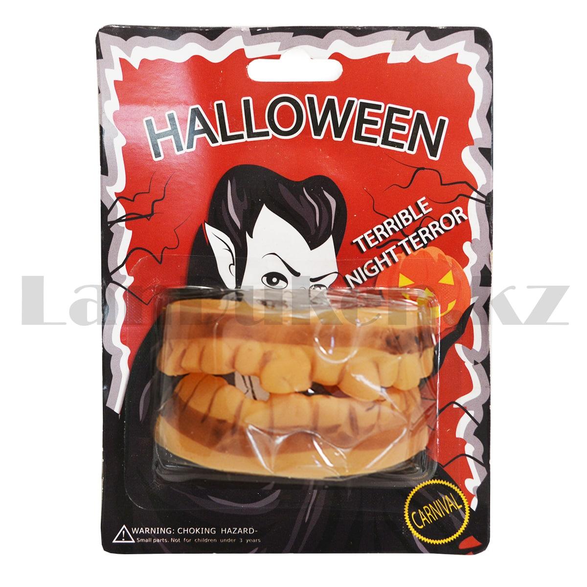 Накладные зубы монстра Halloween желтые