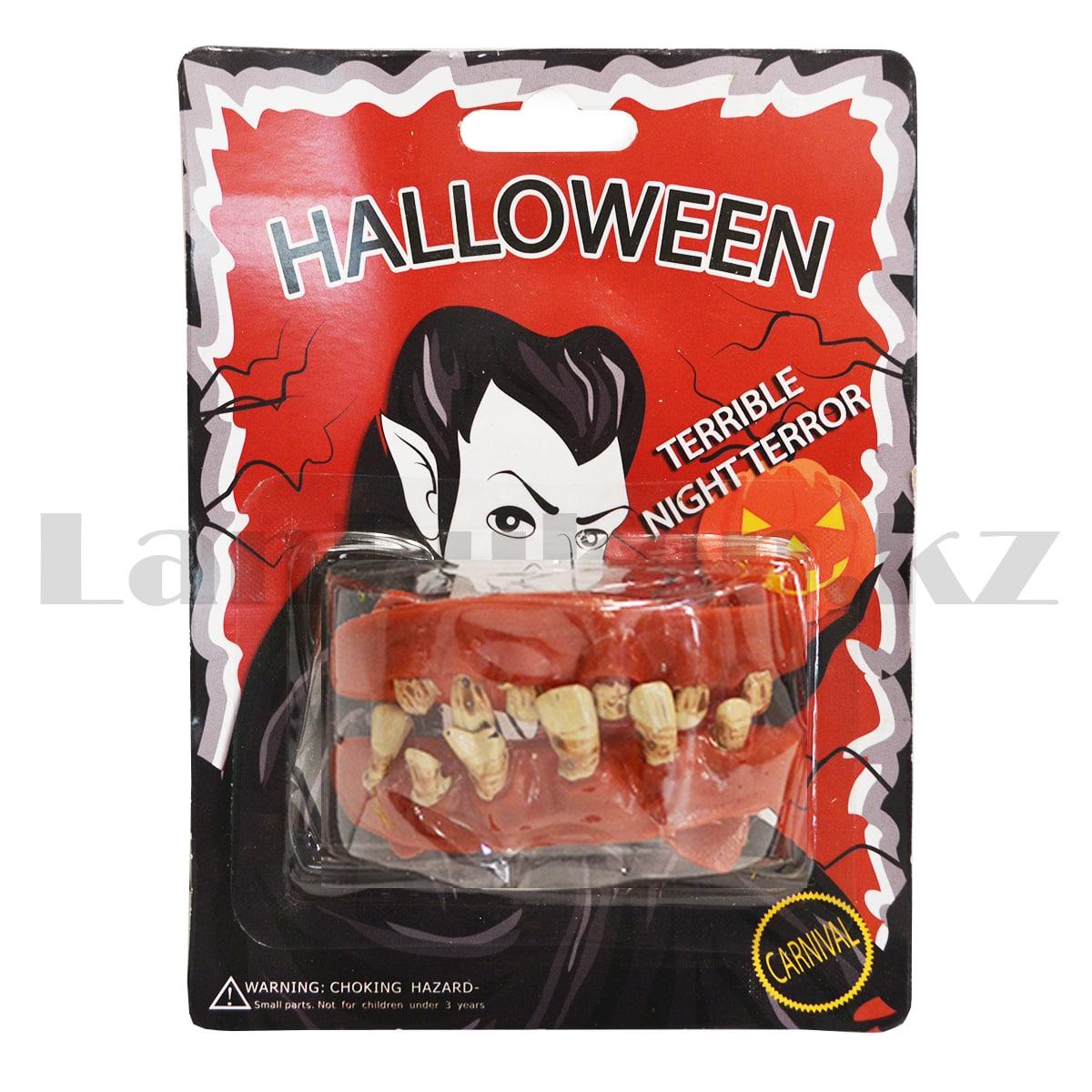 Накладные зубы монстра Halloween красный и коричневый, фото 1