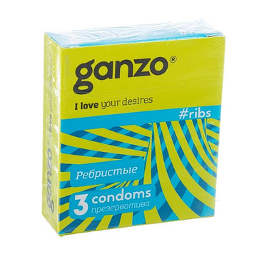Презервативы ребристые «Ganzo» RIBS 3 шт