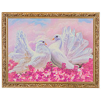 Картина с каменной крошкой "Влюбленные голуби" багет гипс 34х44 см К762 112425