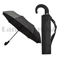 Зонт автомат с чехлом и кожаной ручкой мужской 35 см черный