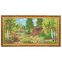 Картина с каменной крошкой "Лесной домик" багет 39х76 см К738 117389
