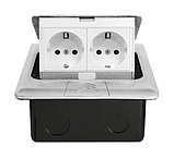 Shelbi Напольный/настольный лючок на 4 модуля, металл, серебро, фото 2