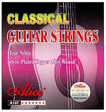 Комплект струн для классической гитары, нейлон, посеребренные, Alice A107-N