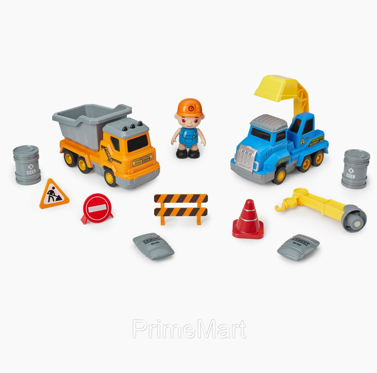 Игрушка дорожная техника с аксессуарами Happy Baby Magnetic Engineer Set Blue and Yellow 331870