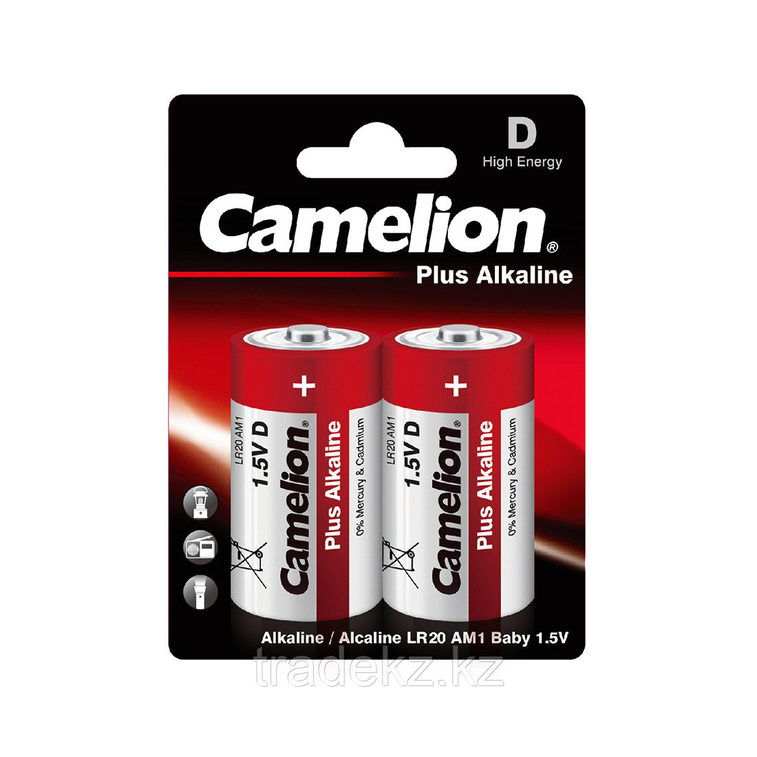 Батарейка CAMELION Plus Alkaline LR20-BP2, 2 шт. в блистере - фото 1 - id-p94117189