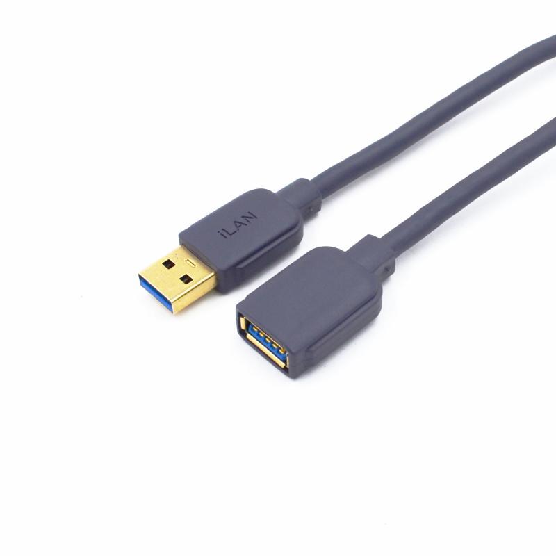 Plantronics Кабель USB AM - USB AF удл-ль `iLAN`, Lux, медь, 1.5м, серый (ч.гр.14*20)