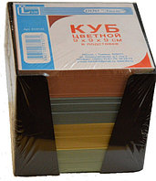 Бумага для заметок,9*9*9 см, цветная с подставкой