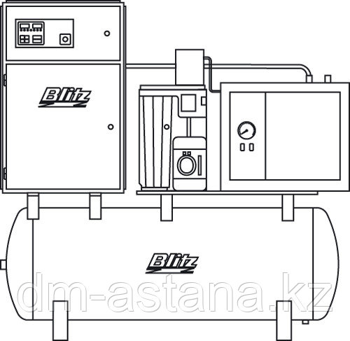 Витовой компрессор MONSUN 15 S, ресивер 500л, производительность 2080 л/м, давление 10 Бар, Blitz (Германия) - фото 2 - id-p94141382