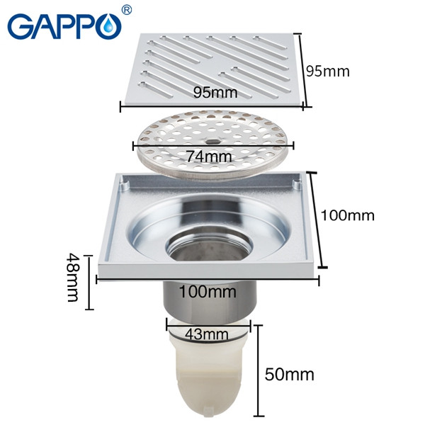 Душевой трап Gappo G81050-3 (10*10 см) - фото 8 - id-p94072906