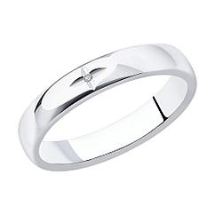 Кольцо из серебра с натуральным бриллиантом - размер 19,5