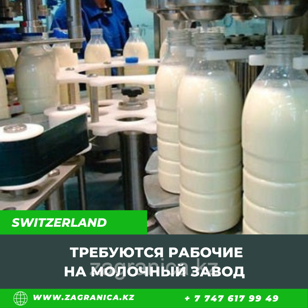 Требуются рабочие на молочный завод/ Швейцария