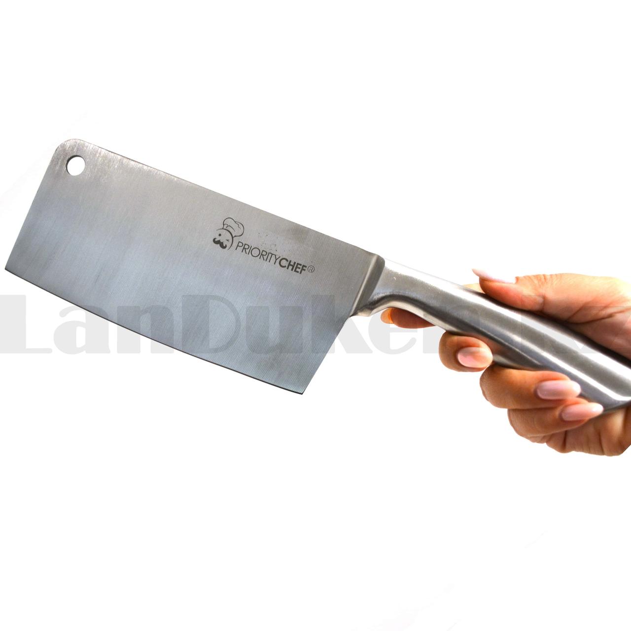Нож топорик из нержавеющей стали с металлической рукояткой PriorityChef 30 см - фото 3 - id-p94171828