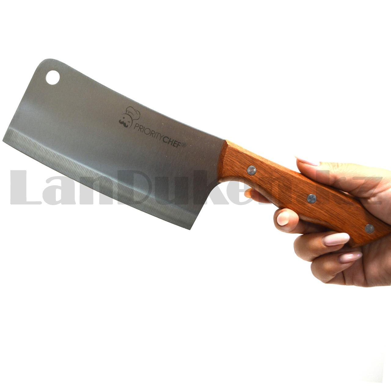 Нож топорик из нержавеющей стали с деревянной рукояткой PriorityChef 28 см - фото 3 - id-p94173919
