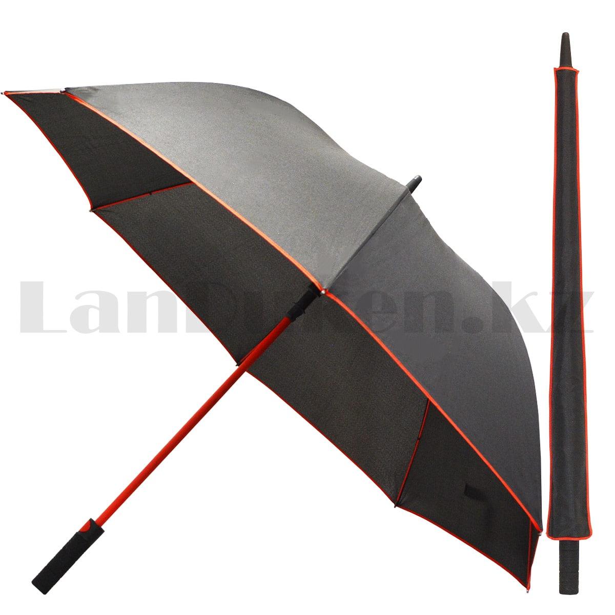 Зонт трость мужской полуавтомат Miracle 91 см черно-красный - фото 1 - id-p94173896