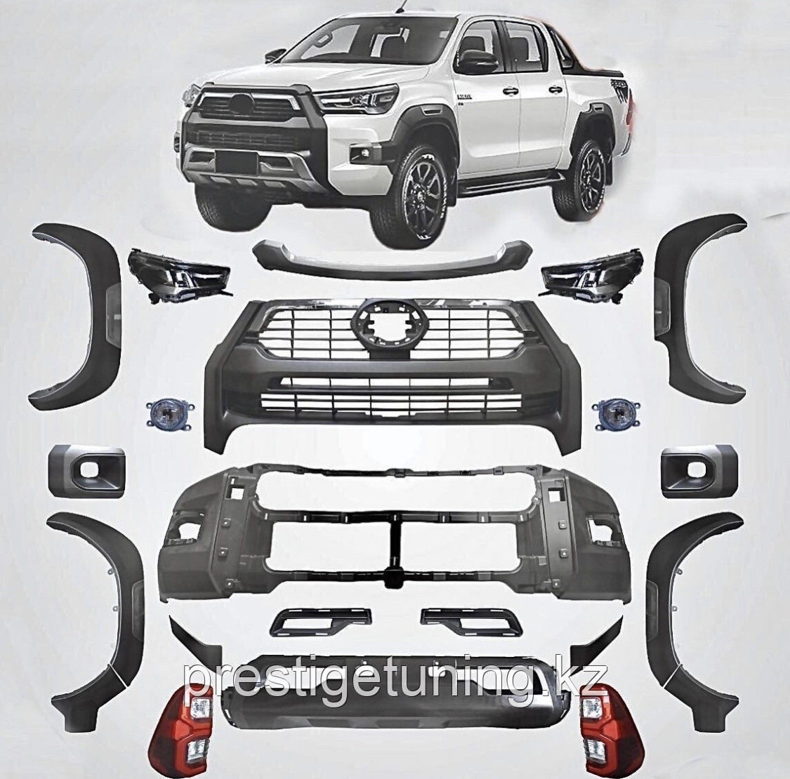 Рестайлинг комплект на Toyota Hilux 2015-19 в 2020- дизайн ROCCO (Полный набор)