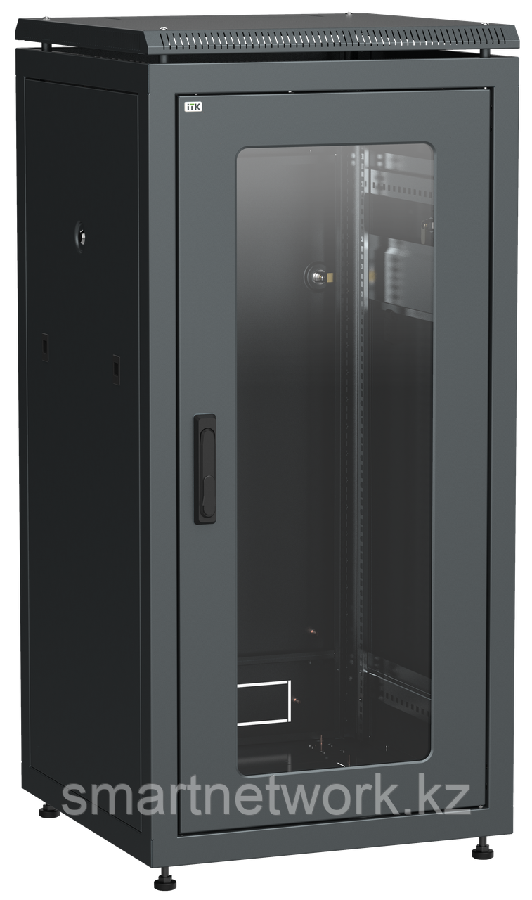 ITK Шкаф сетевой напольный 19" LINEA N 18U 600х800мм стеклянная передняя дверь черный
