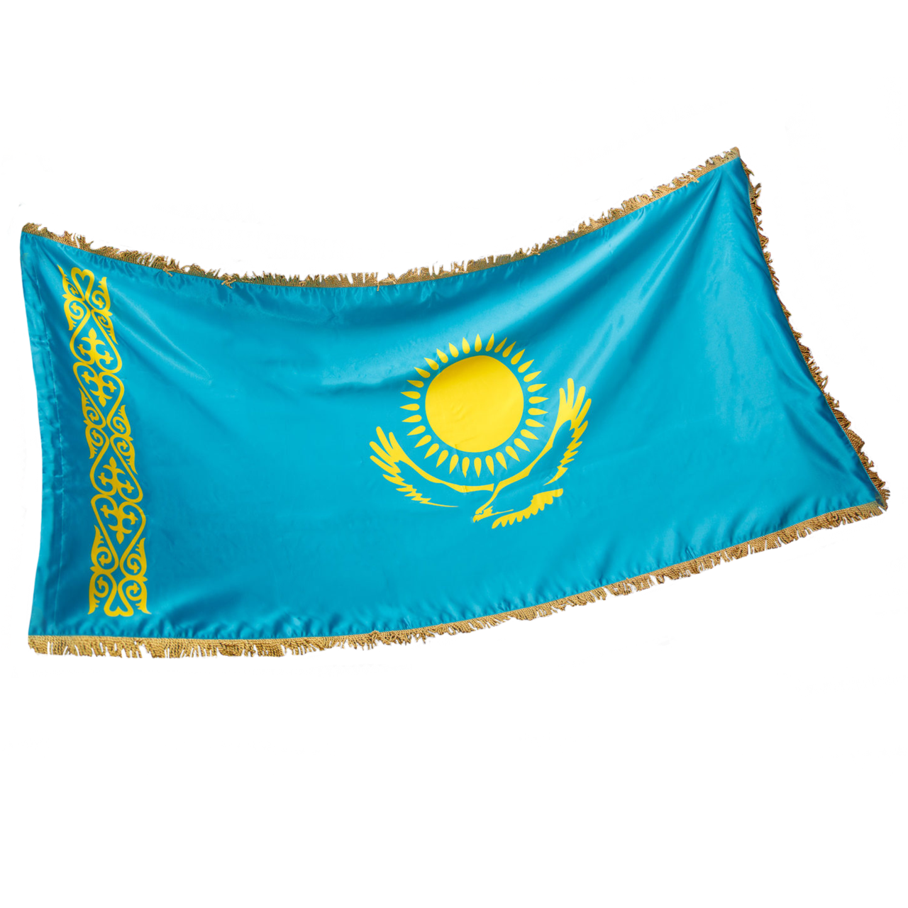 Государственное Знамя Республики Казахстан, тафта с бахромой, 1*2 м