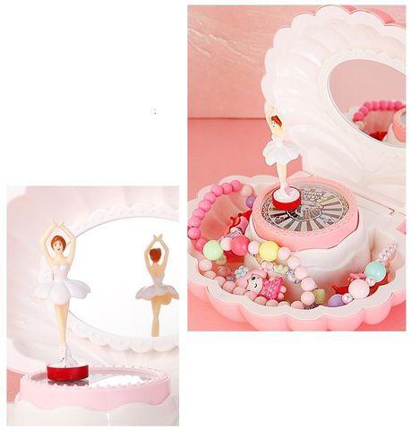 Шкатулка для сокровищ музыкальная с танцующей балериной «Ракушка Ариэль» (Розовый) - фото 4 - id-p94202935