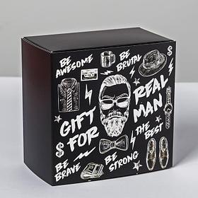 Коробка складная Gift for real man, 14 × 14 × 8 см