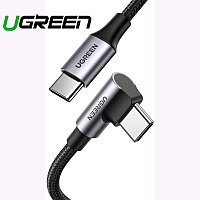 Кабель UGREEN US334 USB-C 2.0 to Angled USB-C M/M Cable Aluminium Shell with Braided 2m (Black)