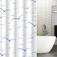 Tatkraft Seagulls Штора для ванной, текстиль, 180х180 сm, 12 колец в комплекте 11281