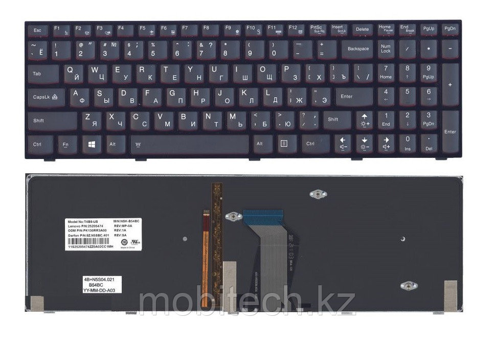 Клавиатуры Lenovo Y500 Y510 IdeaPad Y500 Y510p 25205474 с подсветкой клавиатура c RU/EN раскладкой