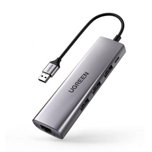 Разветвитель портов UGREEN CM252 USB-C To 3*USB 3.0 A HUB+ Gigabit Converter Gray - фото 1 - id-p94213572
