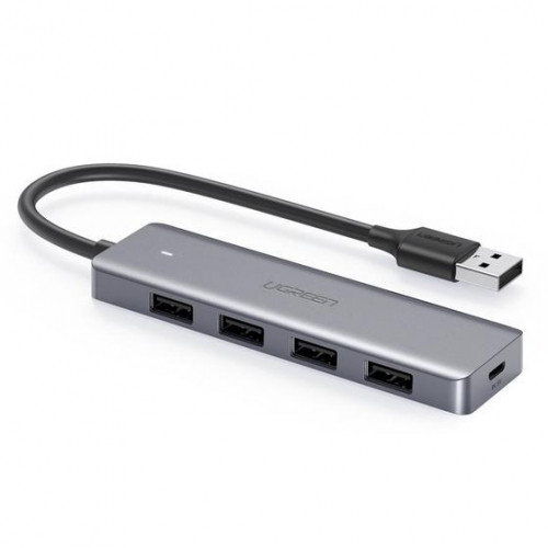 USB хаб UGREEN CM219 4-Port USB 3.0 Hub + Powered by Micro USB, Metal Plated Shell, Ultra Slim
