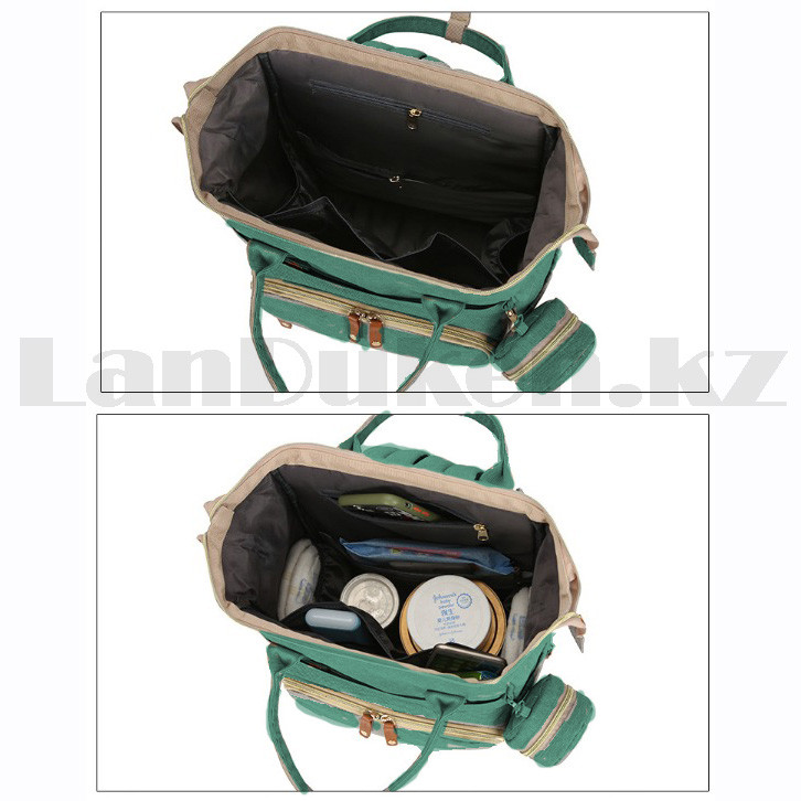 Сумка-рюкзак с термо отсеком с USB входом и шнуром с ремнями для коляски с кошельком на карабине березовая - фото 8 - id-p94240043