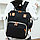 Сумка-рюкзак с термо отсеком с USB входом и шнуром с ремнями для коляски с кошельком на карабине черная, фото 4