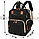 Сумка-рюкзак с термо отсеком с USB входом и шнуром с ремнями для коляски с кошельком на карабине черная, фото 2