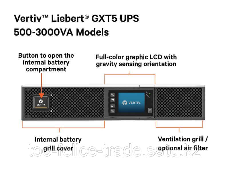Vertiv Liebert GXT5 1ph UPS, 1kVA, input plug IEC C14 inlet, 2U, output 230V, output socket groups (8)C13 - фото 4 - id-p94249327