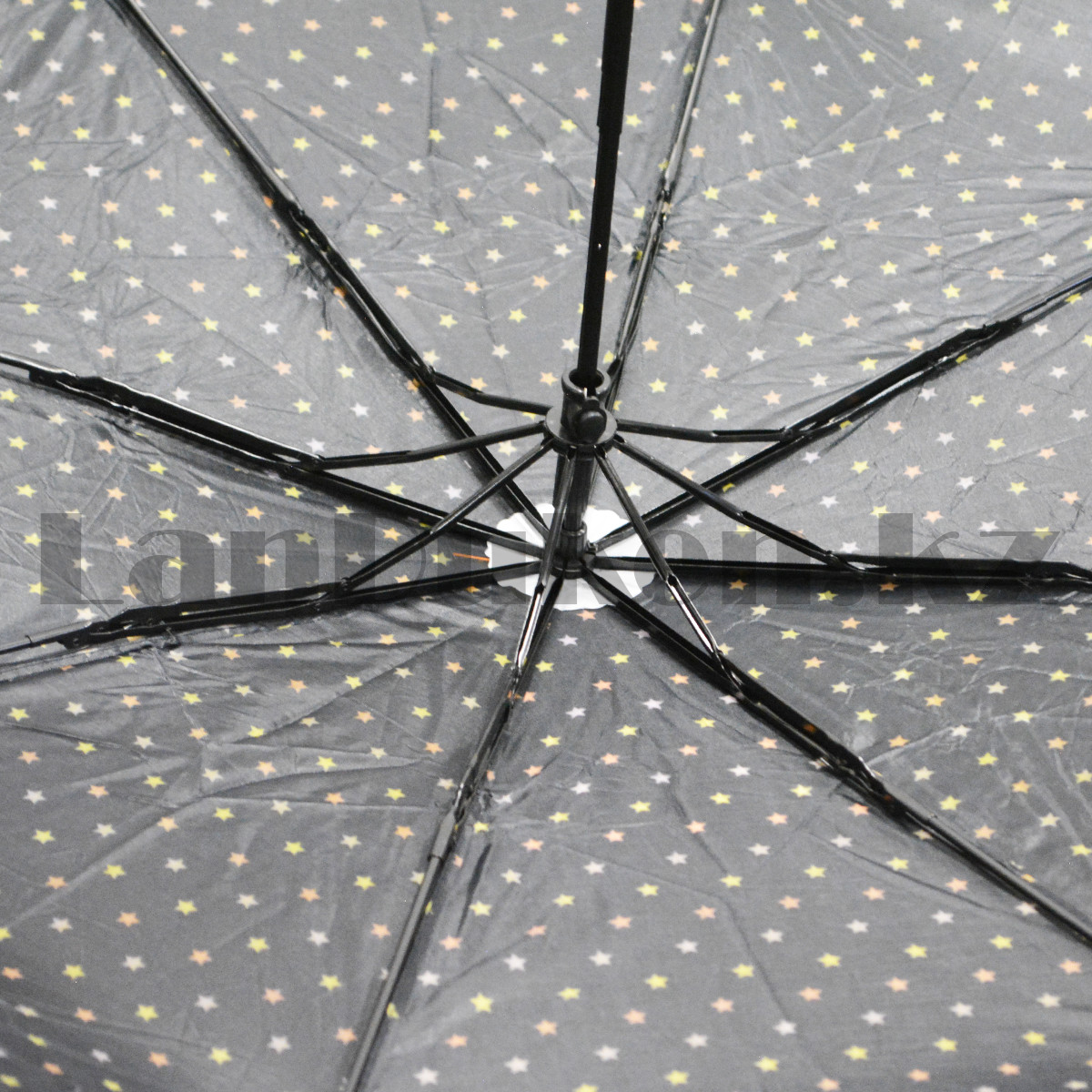 Зонт механический складной женский 22 см с звездочками черный - фото 8 - id-p94023395